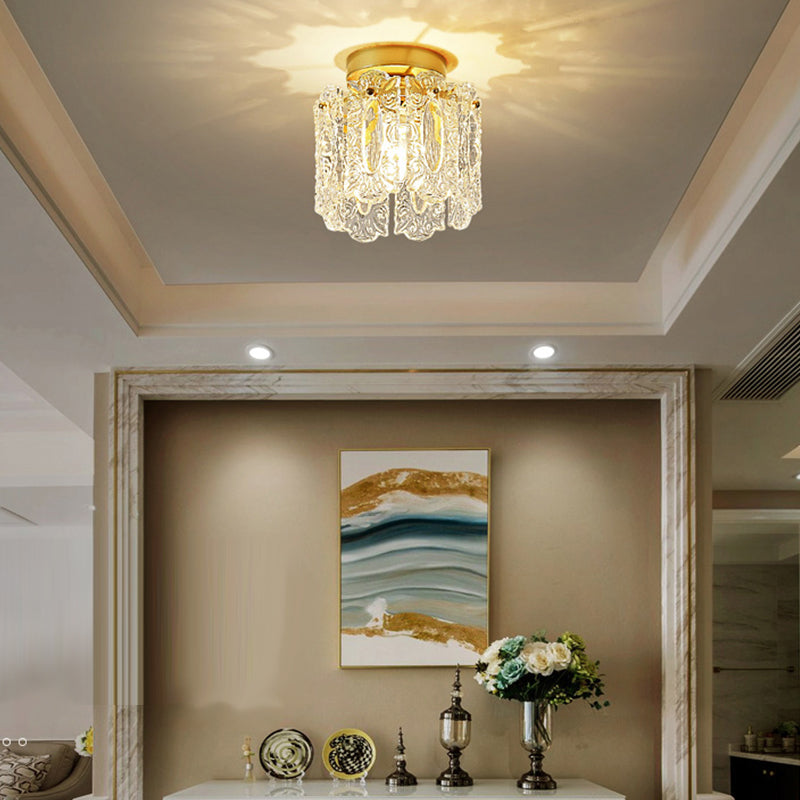 Crystal Lighting Fixture Gold Modern Flush Mounted Ceiling Lights for Foyer