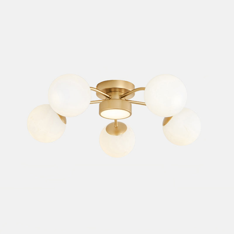 Modern Flush Light Fixtures Glass Sphere Flush Mount Lamp in Gold for Living Room
