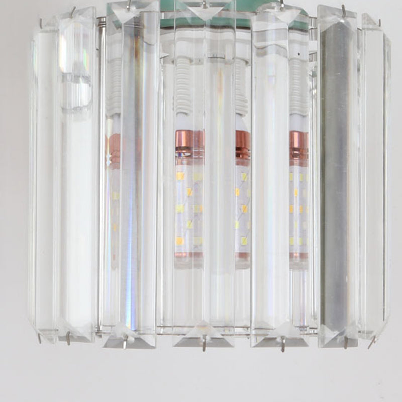 Modern Flush Light Fixtures Crystal Cylinder Flush Mount Lamp in Brown