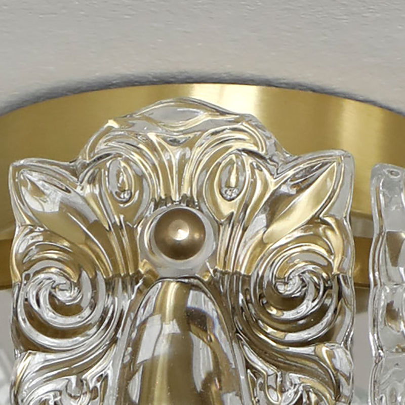 Gold Cylinder Ceiling Mounted Fixture Modern Style Glass Ceiling Light Fixture