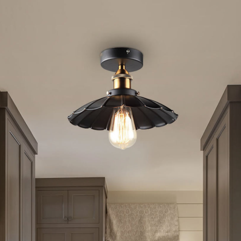 Semi Flush Mount Ceiling Light Industrial Metal Flared Semi-Flush Mount Ceiling Light