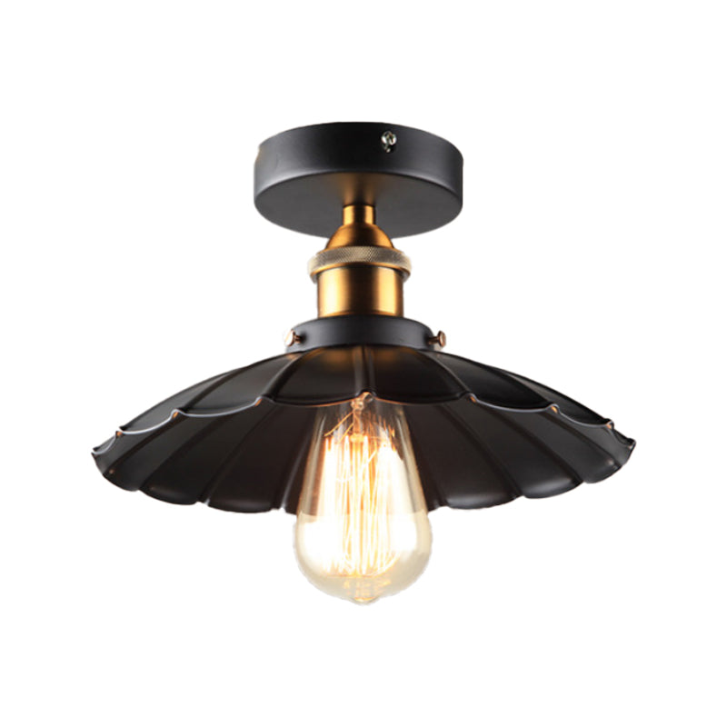 Semi Flush Mount Ceiling Light Industrial Metal Flared Semi-Flush Mount Ceiling Light