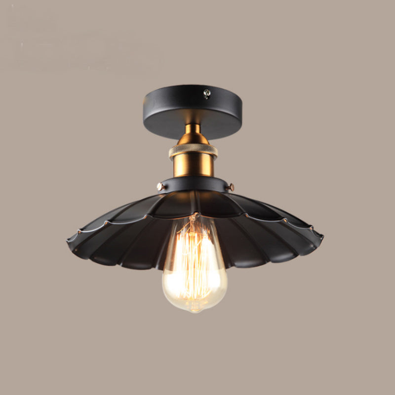 Semi Flush Mount Ceiling Light Industrial Metal Flared Semi-Flush Mount Ceiling Light
