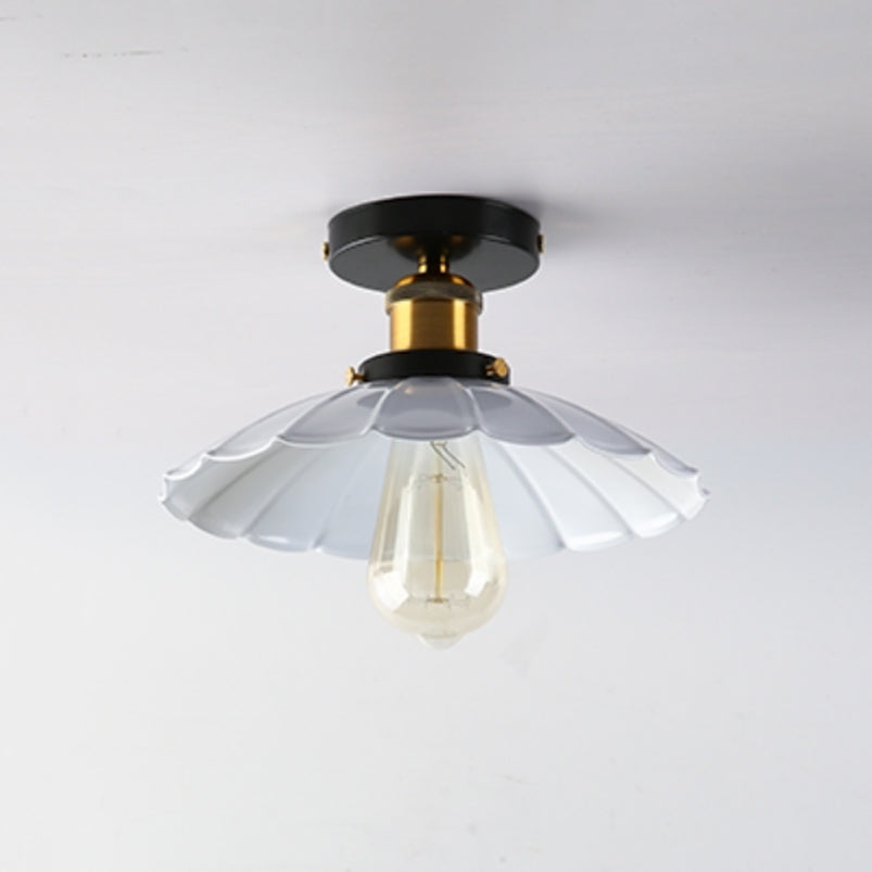 Semi Flush Mount Ceiling Light Industrial Metal Flared Semi-Flush Mount Ceiling Light