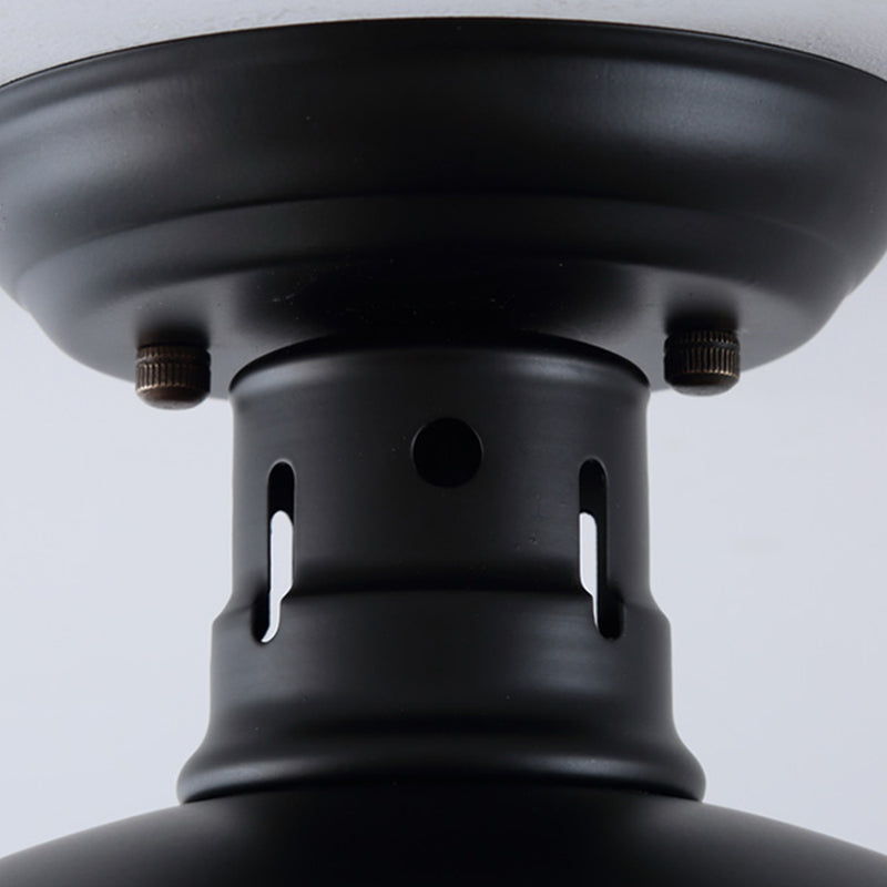 Metal Dome Ceiling Mounted Fixture Industrial Style Aisle Ceiling Mounted Light in Black