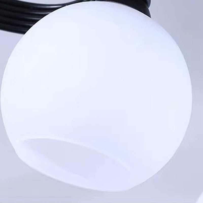 Glass Shaded Ceiling Mounted Fixture Minimalist Bedroom Semi Flush Mount in Black