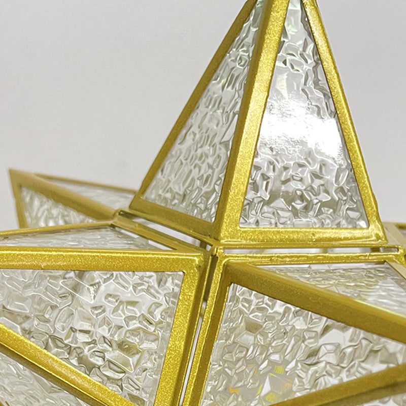 Glass Star Ceiling Mount Light Fixture Vintage Aisle Ceiling Lamp in Gold