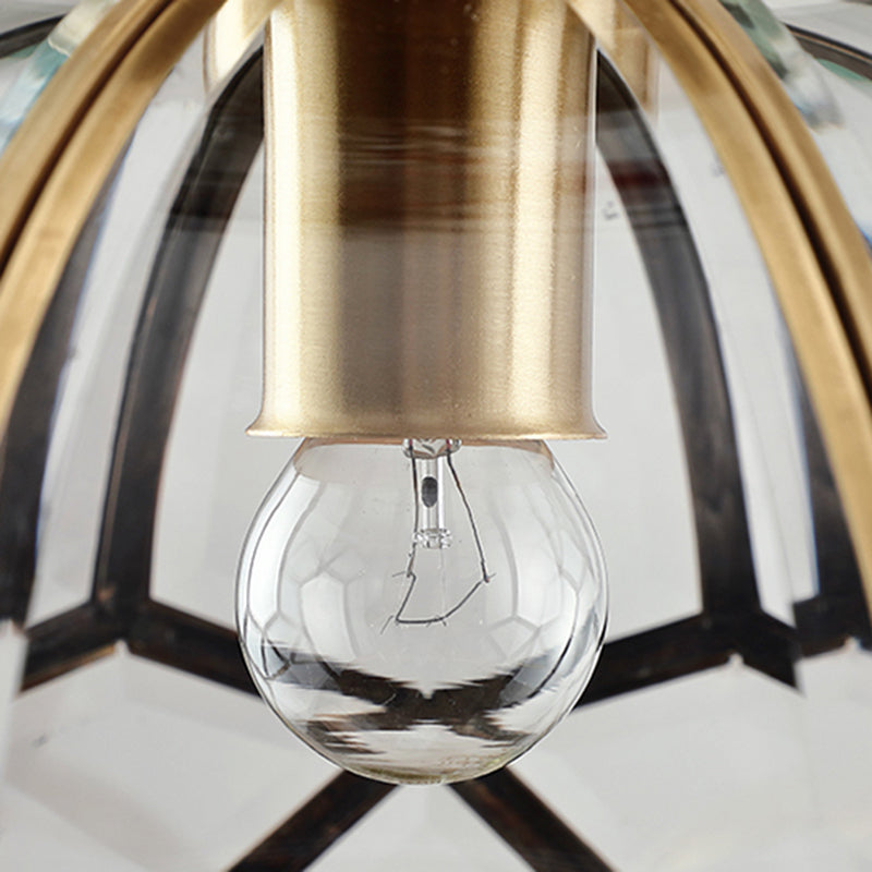 Glass Brass Semi Flush Mount Light Shaded Vintage Close to Ceiling Lamp