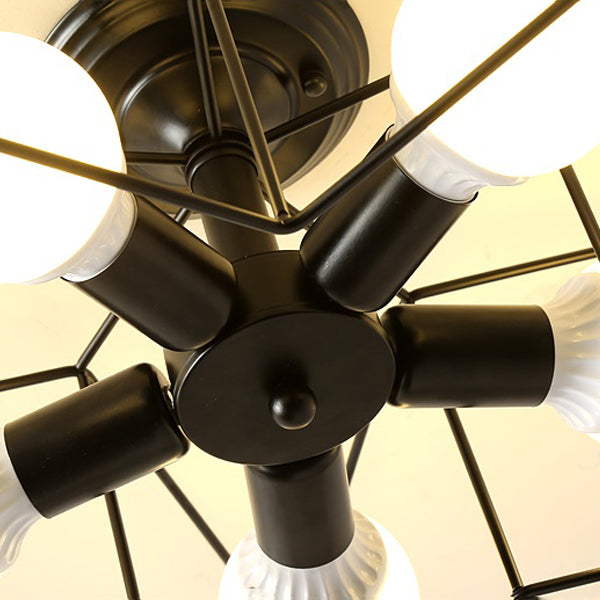 Industrial Star Flush Light Fixture Metal 5 Light Flush Mount Lighting in Black