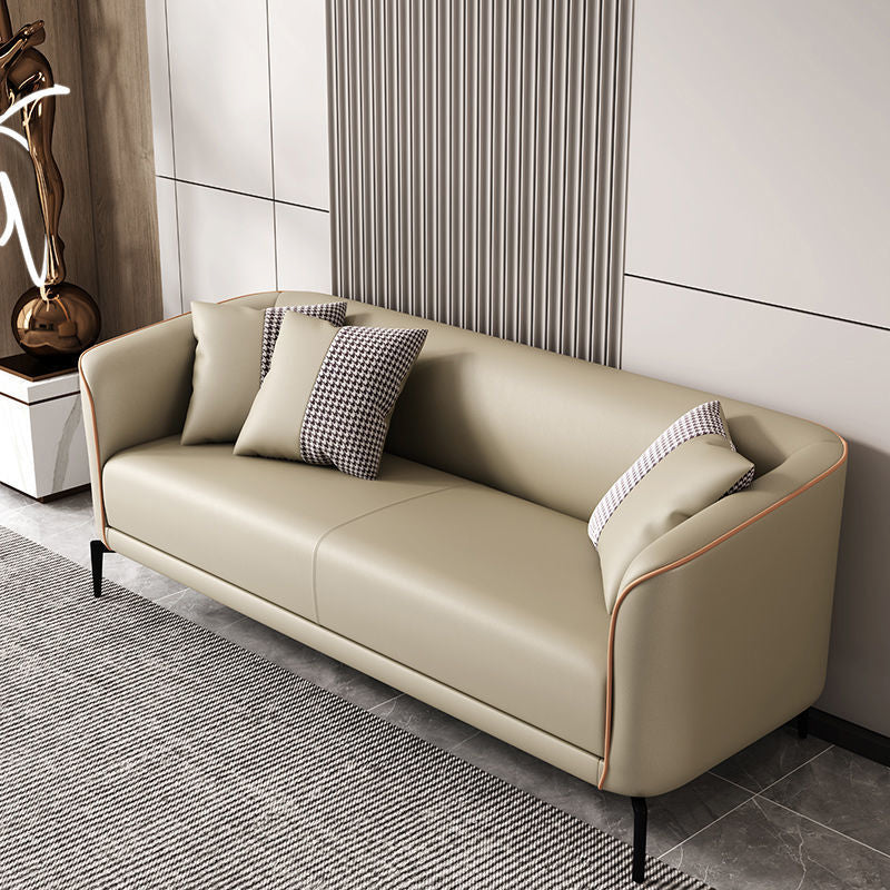 Faux Leather Sofa Tuxedo Arm Sofa 25.98" High for Apartment, Stain Resistant