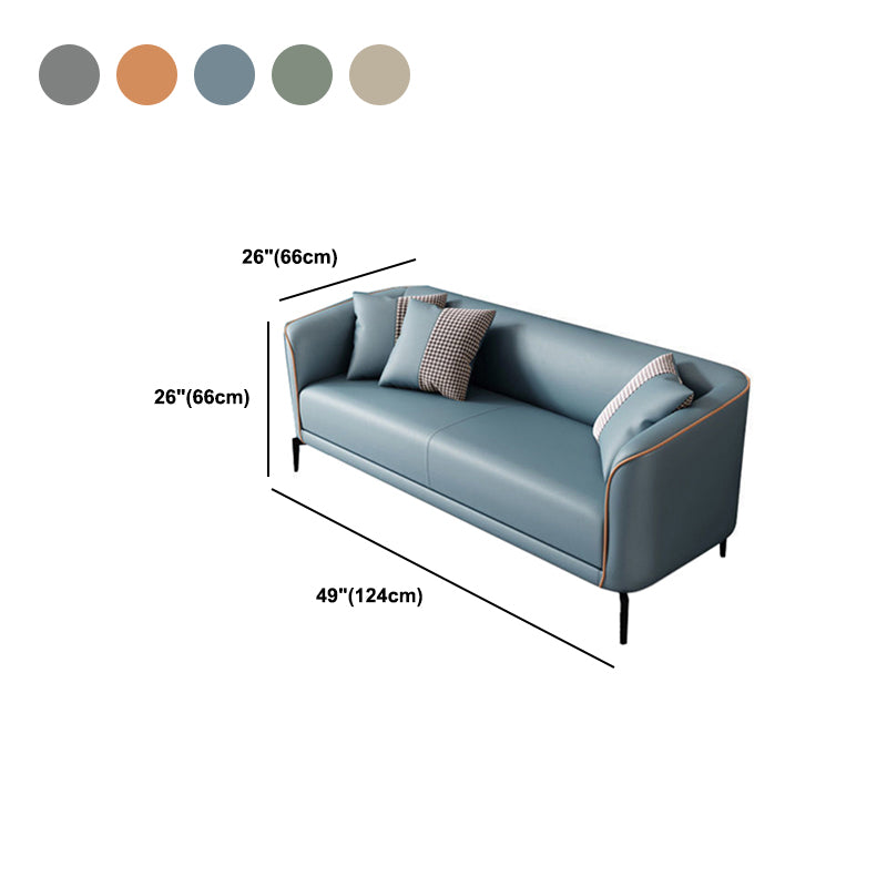 Faux Leather Sofa Tuxedo Arm Sofa 25.98" High for Apartment, Stain Resistant