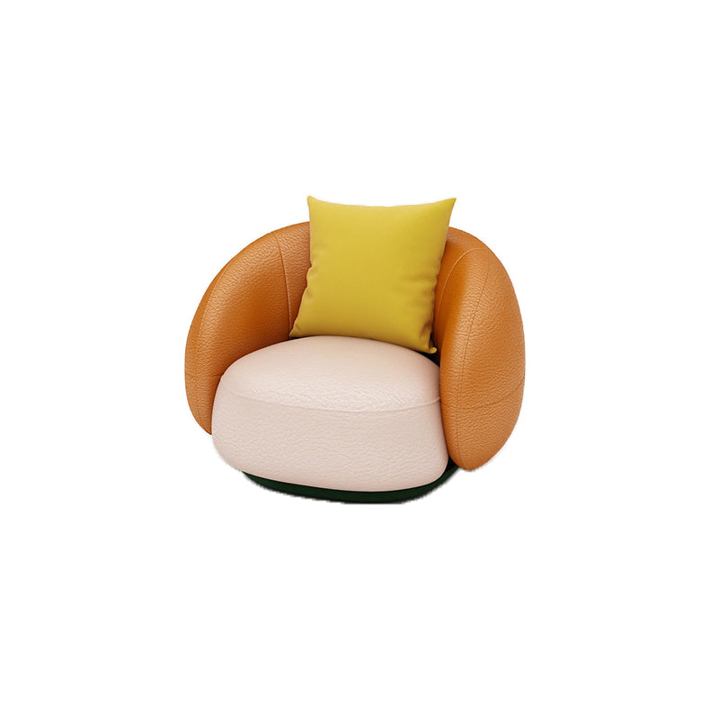 Orange Faux Leather Curved Sofa Contemporary Armless Sofa for Living Room