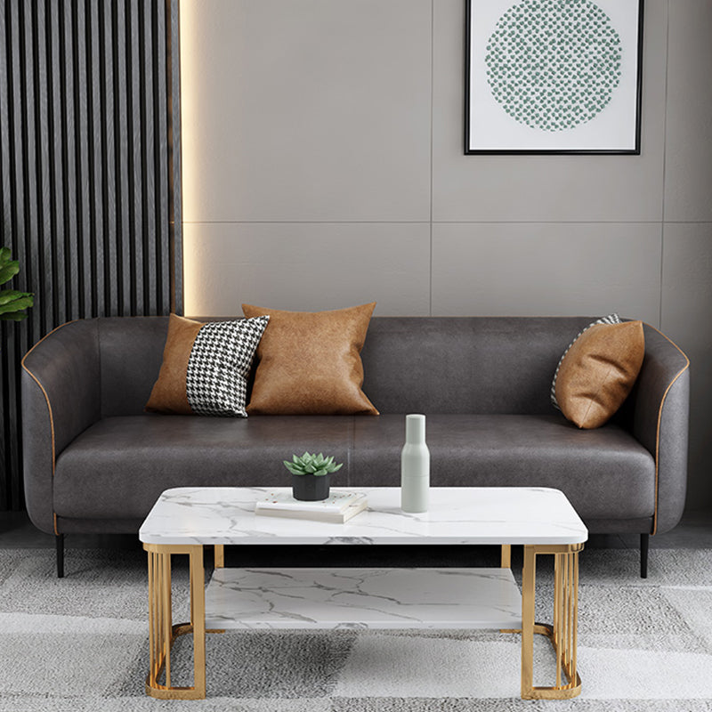Modern Faux Leather Standard Sofa Tuxedo Arm Living Room Sofa