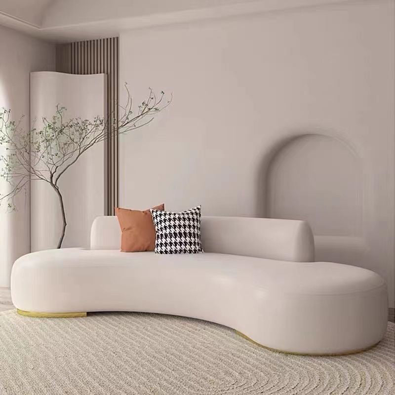 Modern Style Curved Sofa Minimalist Velvet Armless Sofa - 26.77" H