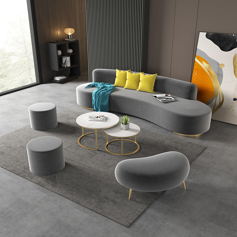 Modern Style Curved Sofa Minimalist Velvet Armless Sofa - 26.77" H