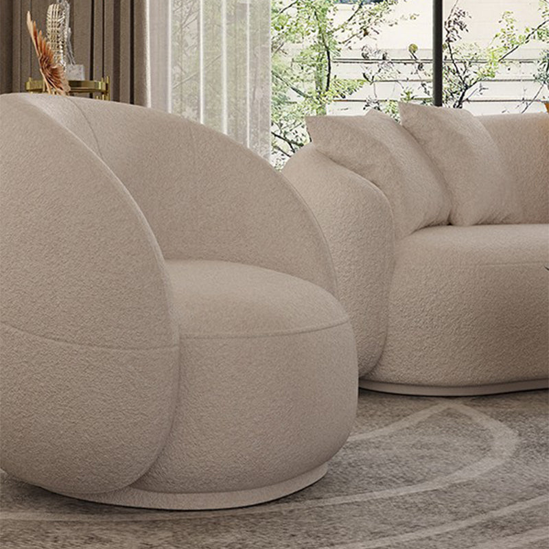 Gray Wool Sloped Arm Sofa Contemporary Curved Sofa for Living Room