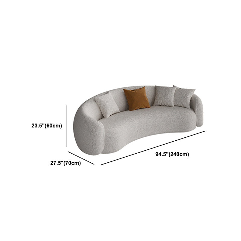 Gray Wool Sloped Arm Sofa Contemporary Curved Sofa for Living Room