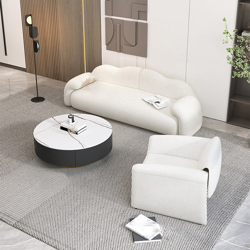 32.38" D Wool Sofa Modernism Pillow Top Arm Seating in White