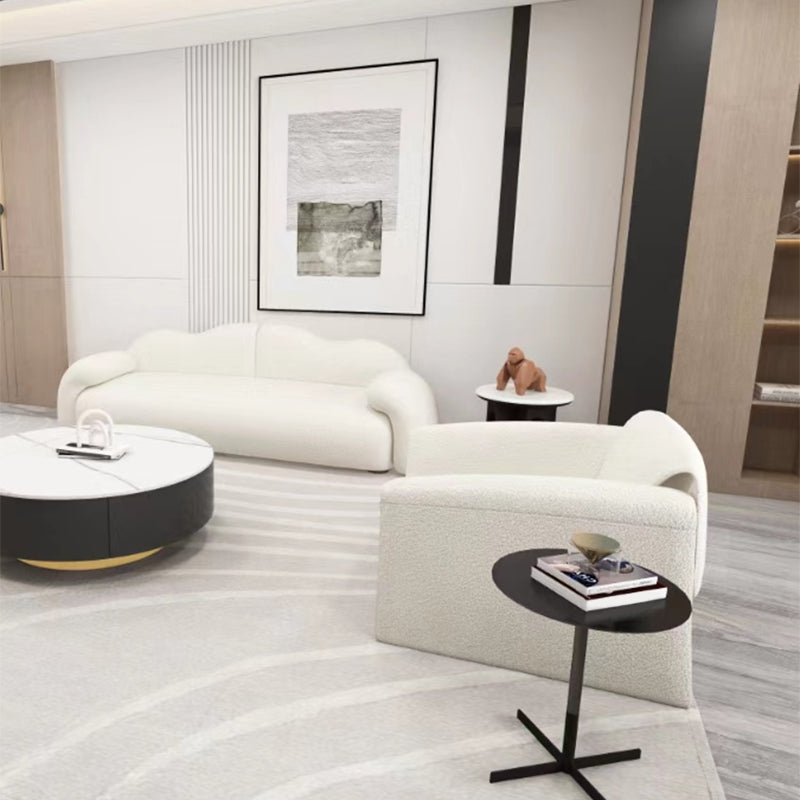 32.38" D Wool Sofa Modernism Pillow Top Arm Seating in White