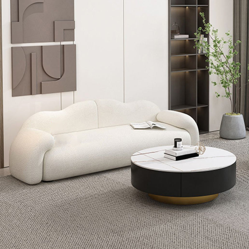 32.38" D Wool Sofa Modernism Pillow Top Arm Seating in White