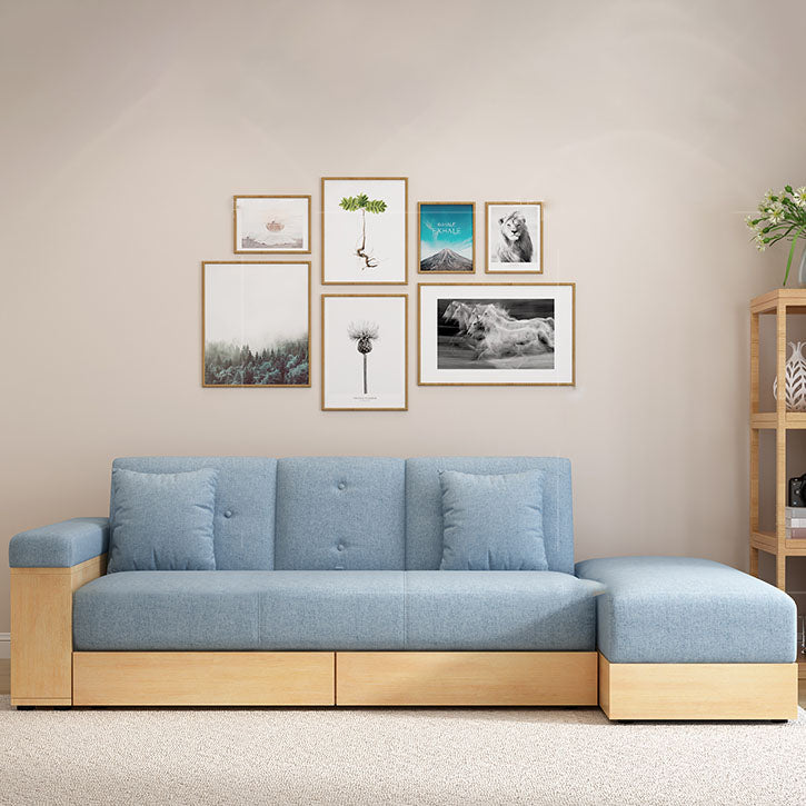 Modern Fabric Sofa Square Arm Loose Back Settee with Storage for Living Room