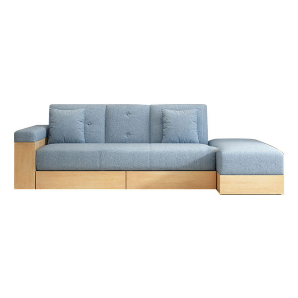 Modern Fabric Sofa Square Arm Loose Back Settee with Storage for Living Room