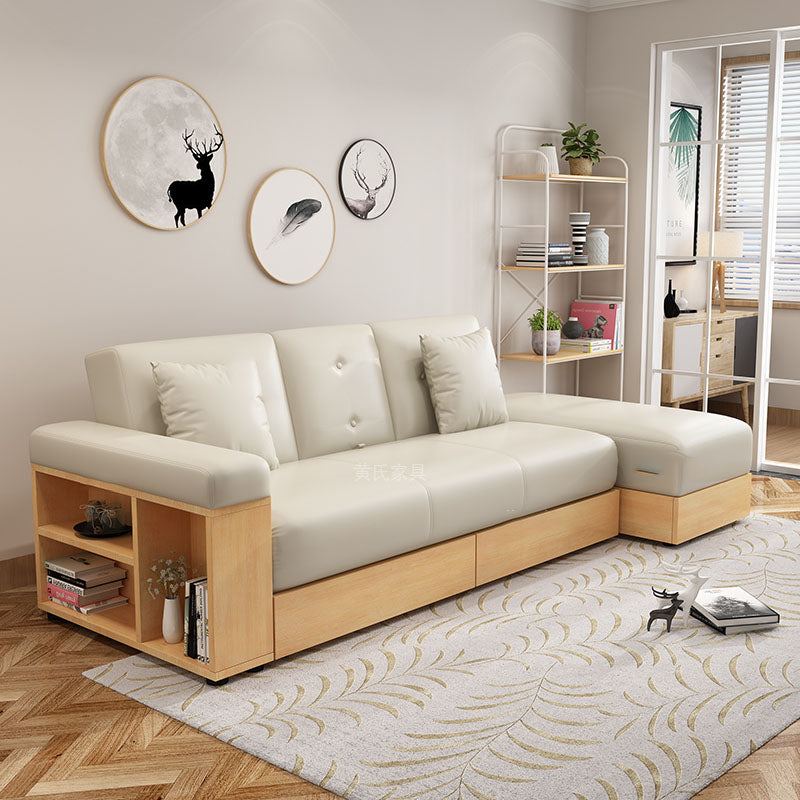 Modern Fabric Sofa Square Arm Loose Back Settee with Storage for Living Room