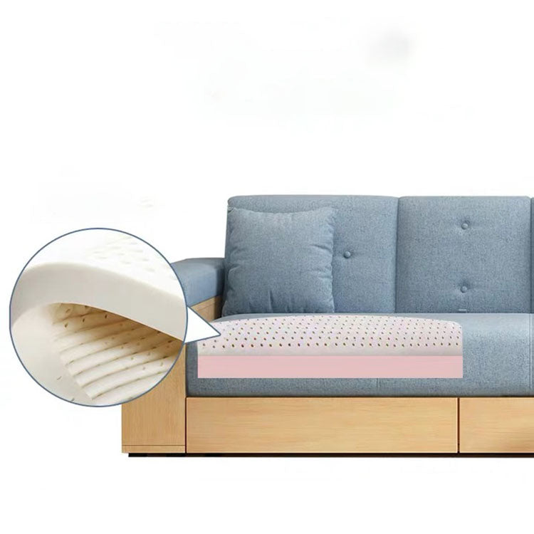 Modern Fabric Sofa Square Arm Loose Back Settee with Storage for Living Room