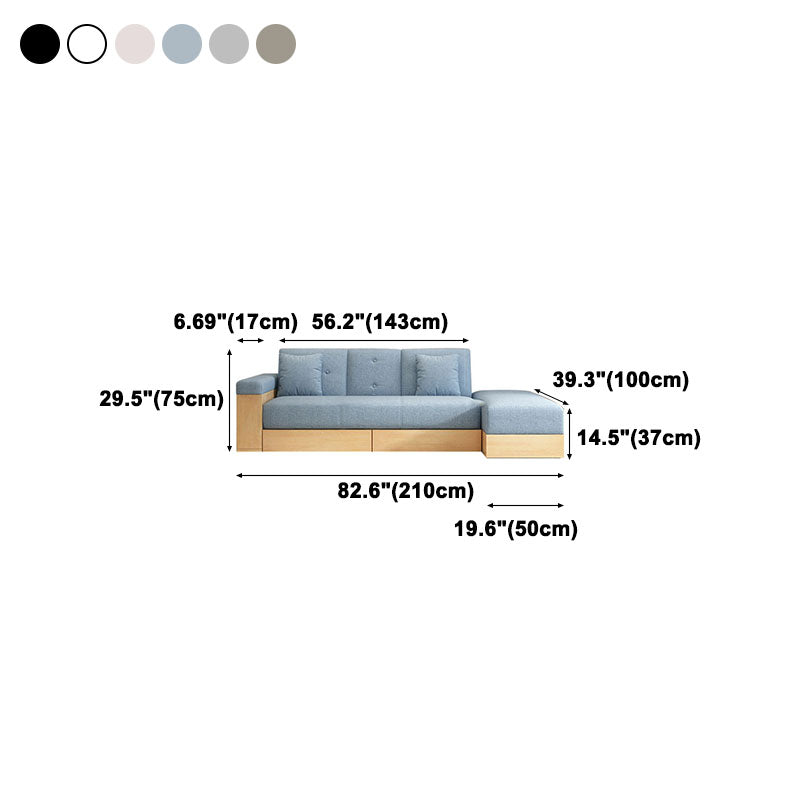Modern Fabric Sofa Square Arm Loose Back Settee with Storage for Living Room