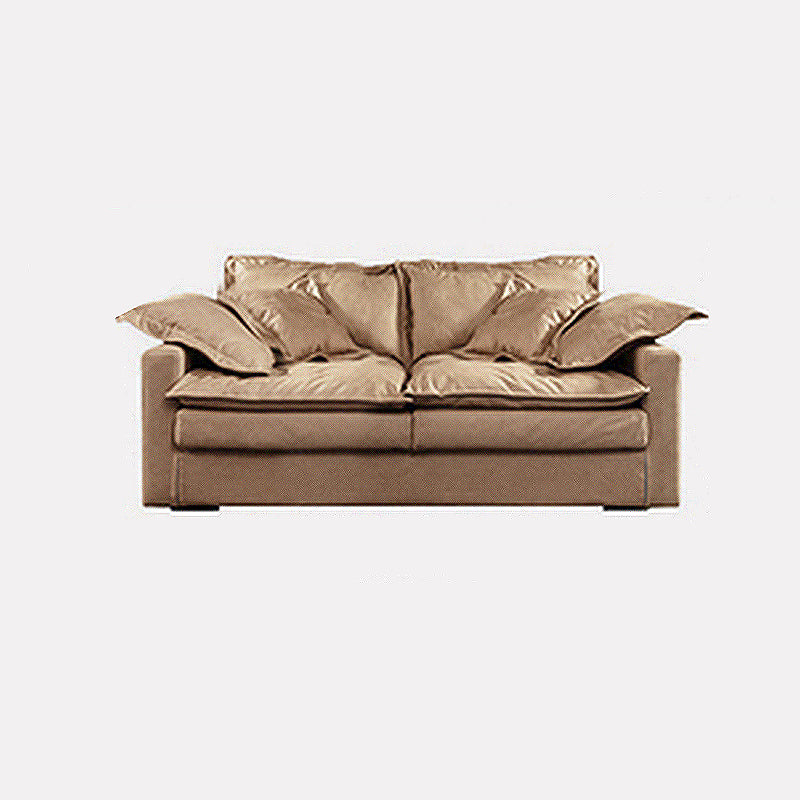Faux Leather Sofa 35.43" D x 31.49" H Square Arm Sofa  for Living Room