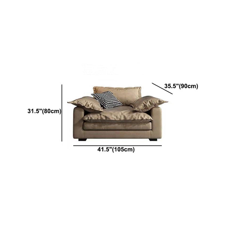 Faux Leather Sofa 35.43" D x 31.49" H Square Arm Sofa  for Living Room