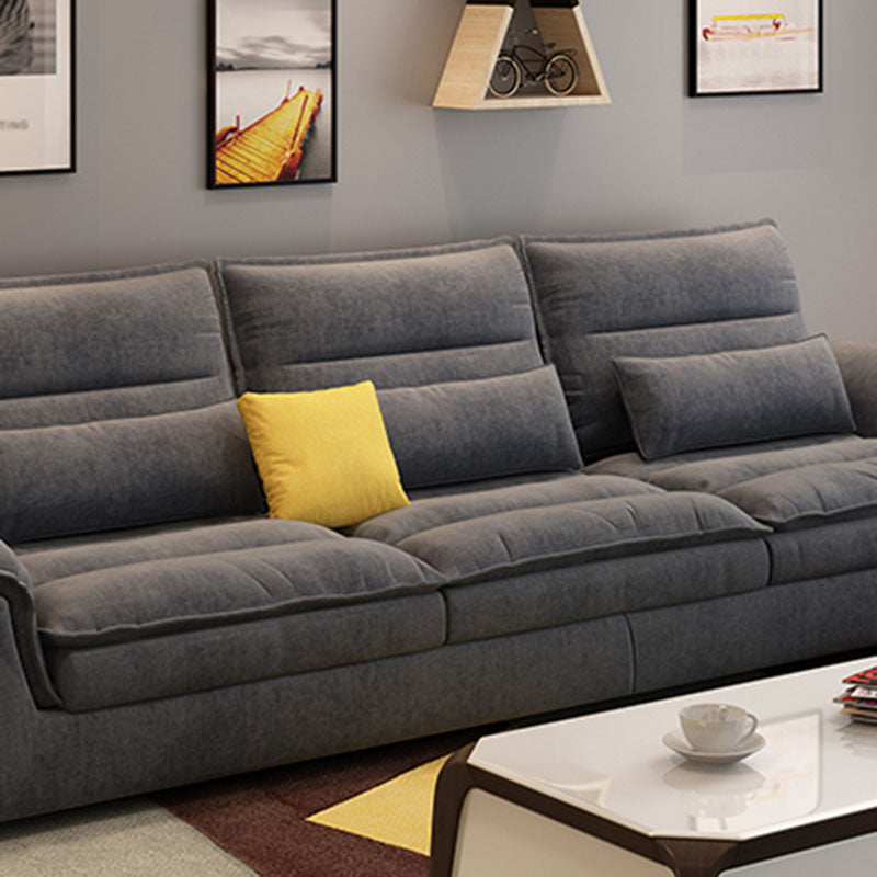 Stain Resistant Stationary Living Room Flared Arm Gray Pillows Sofa