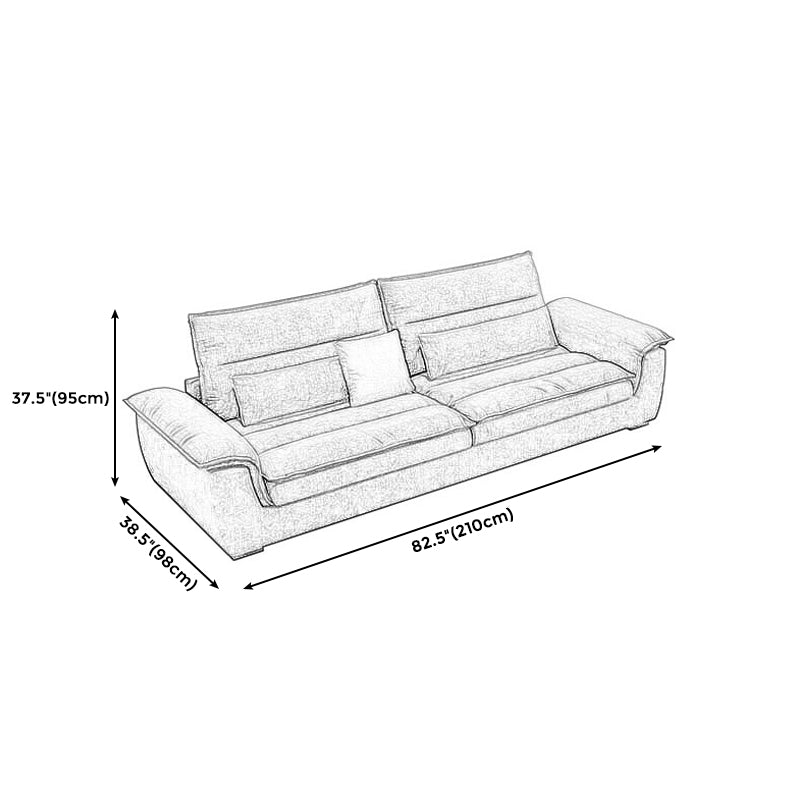 Stain Resistant Stationary Living Room Flared Arm Gray Pillows Sofa