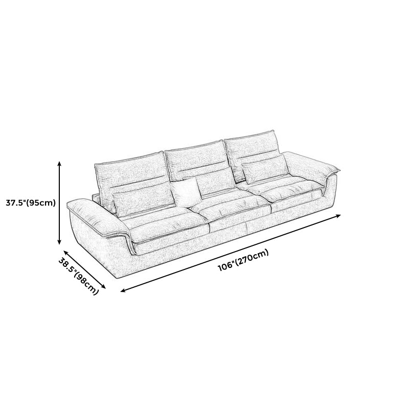 Stain Resistant Stationary Living Room Flared Arm Gray Pillows Sofa