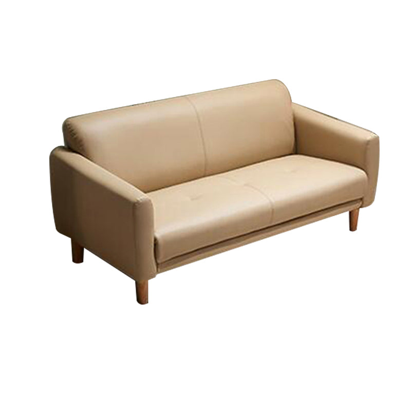 Modern Square Arm Stain Resistant Settee Couch in Orange/Ivory Cushions