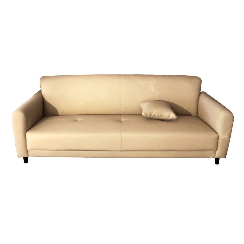 Modern Square Arm Stain Resistant Settee Couch in Orange/Ivory Cushions