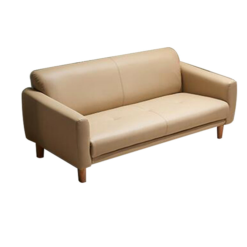 Modern Square Arm Stain Resistant Settee Couch in Orange/Ivory Cushions