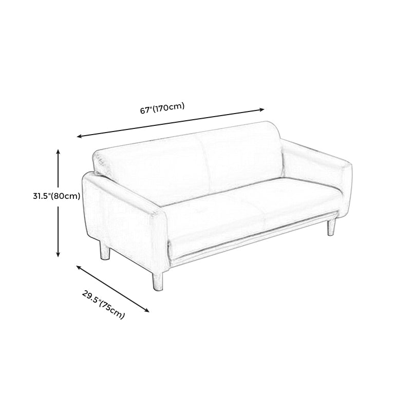 Modern Square Arm Stain Resistant Settee Couch in Orange/Ivory Cushions