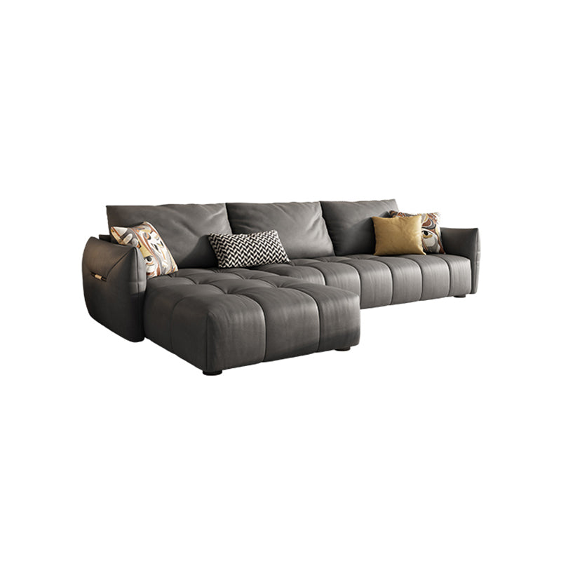 Square Arm Cloud Gray Cushion Back Contemporary Stain-Resistant Sofa
