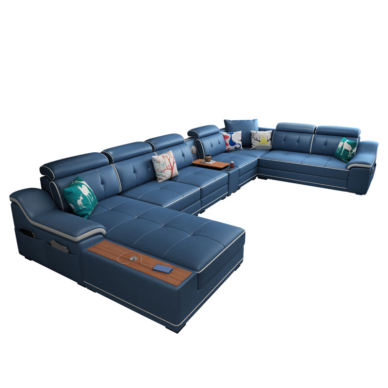 Faux Leather Sofa U-Shaped Modular Stain-Resistant Furniture Sectionals