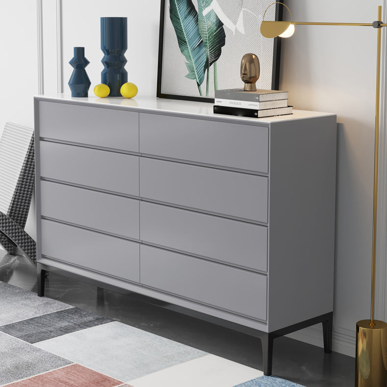 Stone and Steel Dining Server Modern 8 Drawers Buffet for Living Room