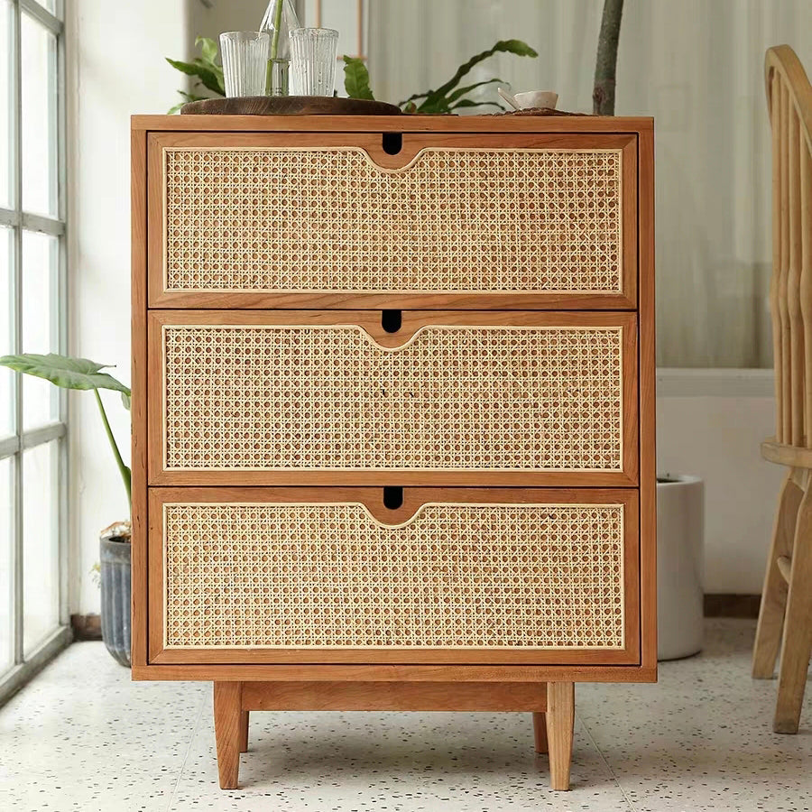 Pine Solid Wood Buffet Modern Natural Living Room Dining Buffet with Drawers