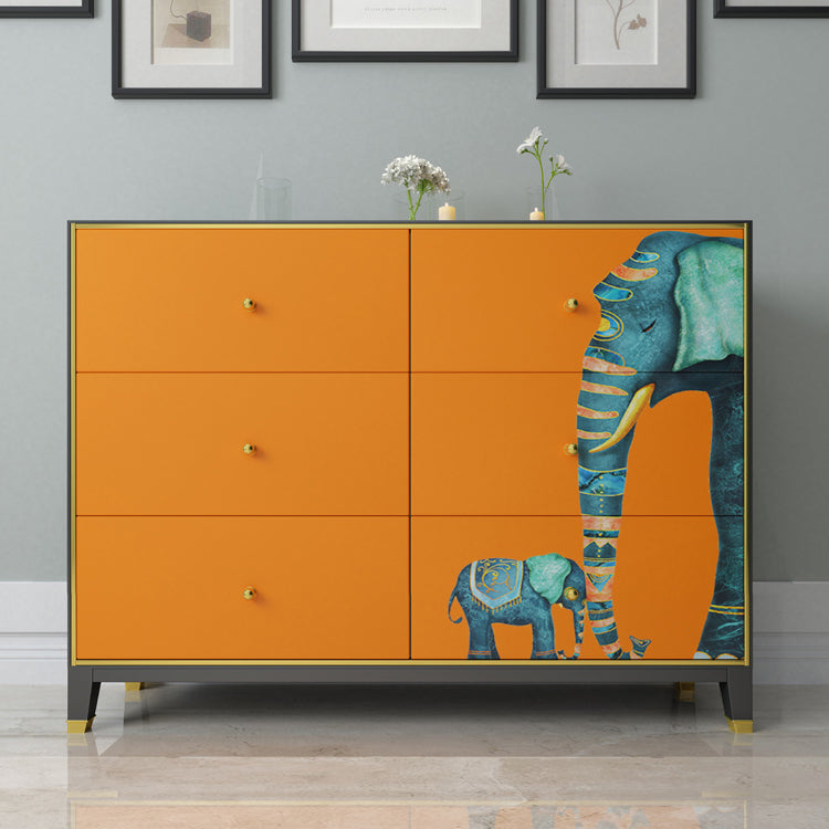 6-Drawer Engineered Wood Sideboard 47.5"L Modern Orange Buffet for Dining Room