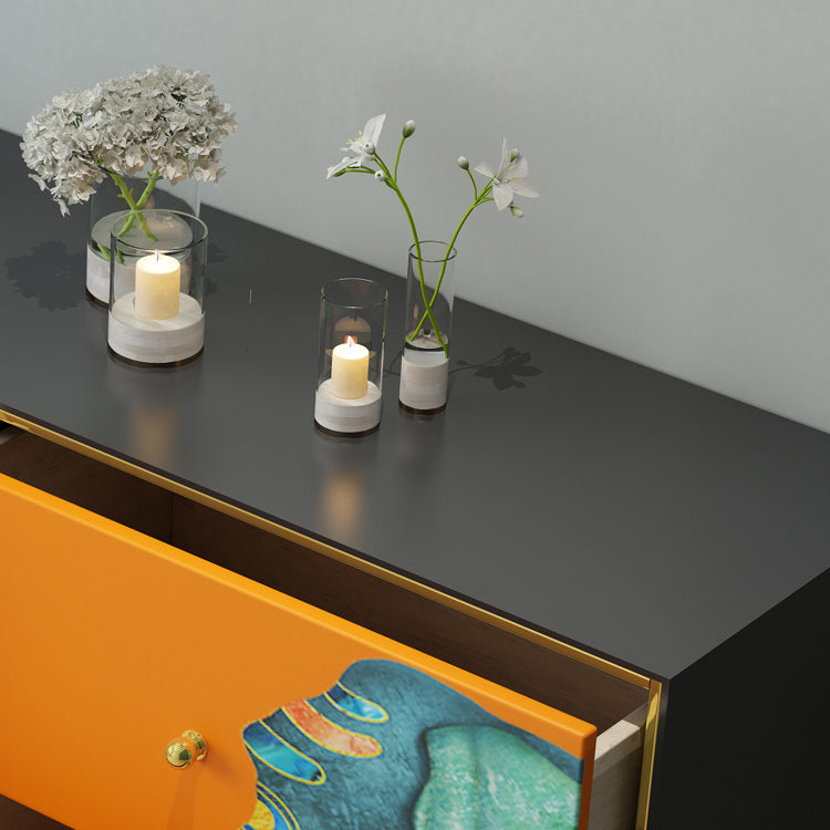 6-Drawer Engineered Wood Sideboard 47.5"L Modern Orange Buffet for Dining Room