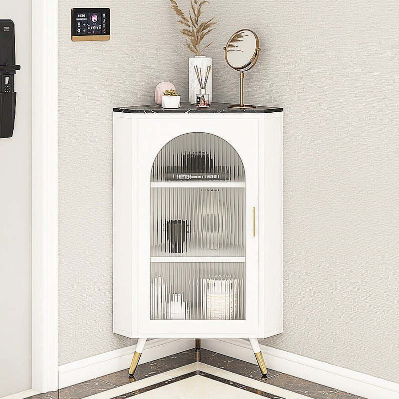 Modern Iron Stone Buffet Sideboard 40"H Dining Room Buffet Server with Glass Door