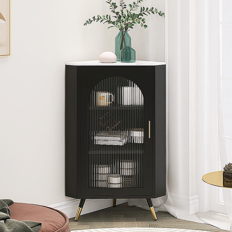 Modern Iron Stone Buffet Sideboard 40"H Dining Room Buffet Server with Glass Door