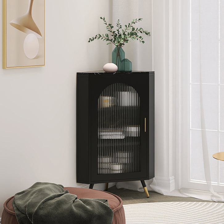 Modern Iron Stone Buffet Sideboard 40"H Dining Room Buffet Server with Glass Door