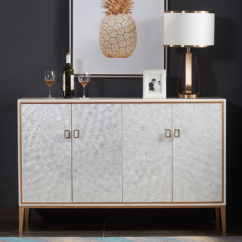 Modern Living Room Buffet Wood and Metal Sideboard Buffet in White