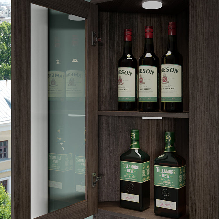 Modern Stone Buffet Sideboard 81"H Glass Doors Dining Room Buffet Server