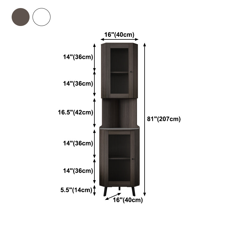 Modern Stone Buffet Sideboard 81"H Glass Doors Dining Room Buffet Server